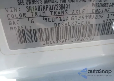 2018 Nissan Sentra Sr из США, поврежденный, VIN 3N1AB7AP9JY238491